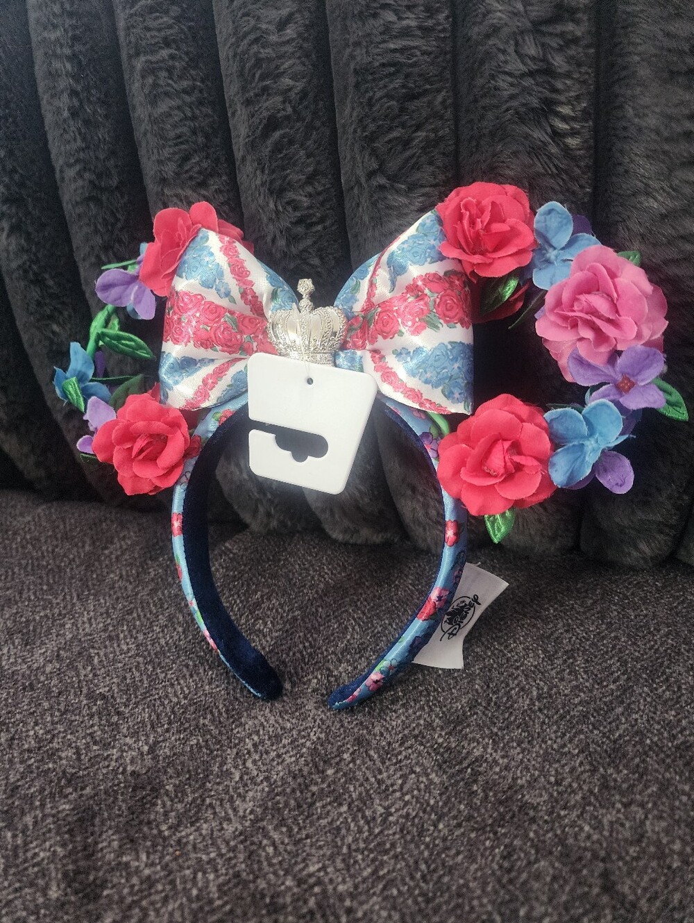 2022 Disney Park Queen of the Kingdom UK Floral Minnie Mouse Ears Headband Crown